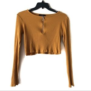 Forever 21 Mustard Long Sleeve Crop Top